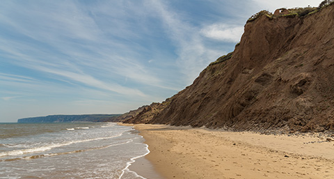 sandstone cliffs adjacent to the bay of Reighton Sands