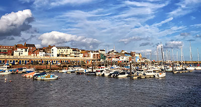 a view of boats moored at Bridlington Harbour