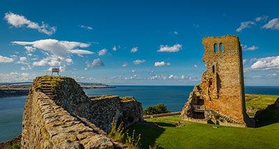 the remains of Scarborough Castle overlooking the North Sea